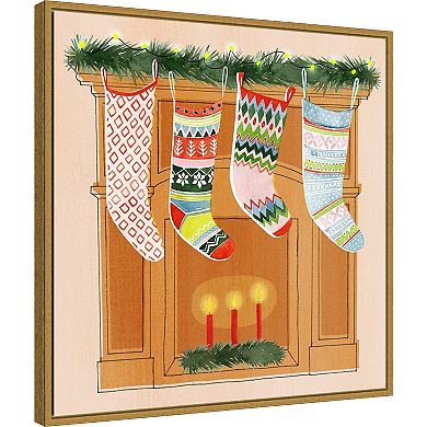 Amanti Art Christmas Stockings I Framed Canvas Wall Art