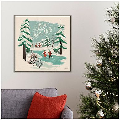 Amanti Art Winter Bliss V Ice Skating Framed Canvas Wall Art