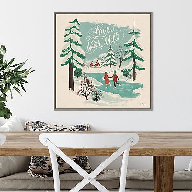 Amanti Art Winter Bliss V Ice Skating Framed Canvas Wall Art