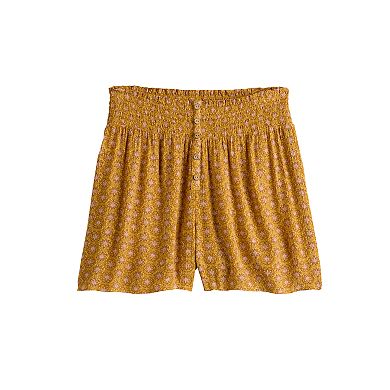 Juniors' SO® Print Button-Front Shorts