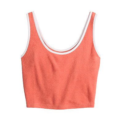 Juniors' SO® Cropped Towel Terry Scoop Neck Tank