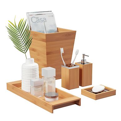 Hastings Home 5-Piece Bamboo Bathroom Decor Set