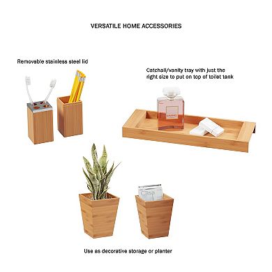 Hastings Home 5-Piece Bamboo Bathroom Decor Set