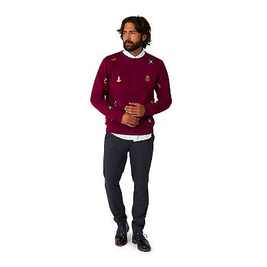 Men's OppoSuits Christmas Icons Burgundy Christmas Sweater