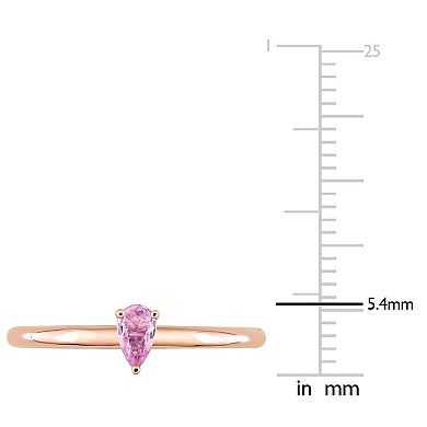 Stella Grace 10k Rose Gold Pear Shaped Pink Sapphire Stackable Ring