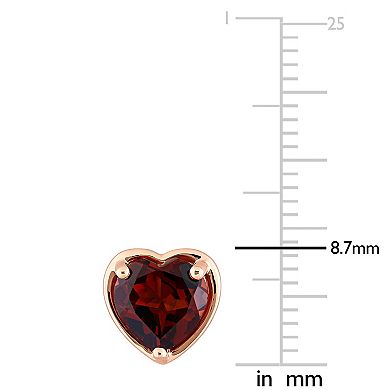 Stella Grace 14k Rose Gold Heart Garnet Stud Earrings