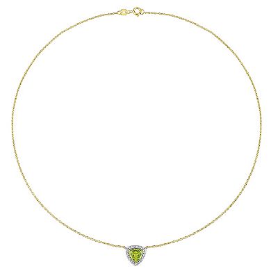 Stella Grace 10k Gold Peridot & White Topaz Halo Necklace