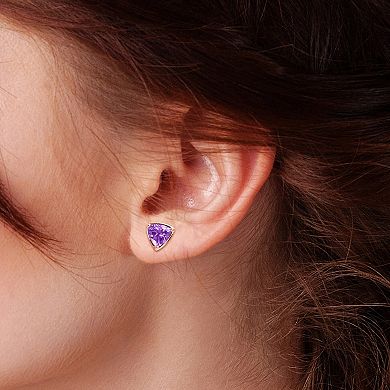 Stella Grace 14k Rose Gold Trillion Amethyst Stud Earrings
