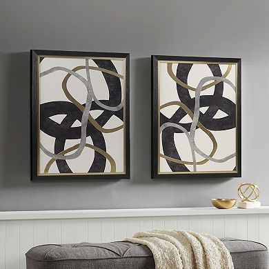 Madison Park 2-Piece Moving Midas Abstract Gold Foil Framed Canvas Set