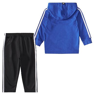 Baby Boy adidas 3-Stripe Hooded Logo Graphic Tee & Pants Set