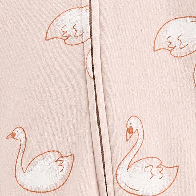 Baby Girl Carter's Swan Print 2-Way Zip Cotton Sleep & Play