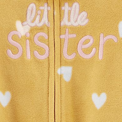 Baby Girl Carter's "Little Sister" 2-Way Zip Fleece Sleep & Play