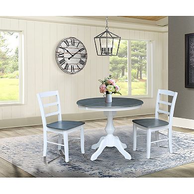 International Concepts Round Extension Dining Table & Chair 3-piece Set