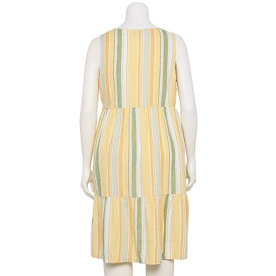 Plus Size Croft & Barrow® Sleeveless Tiered Linen Dress