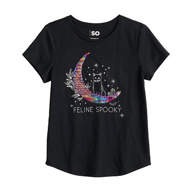 Girls 6-20 SO® Favorite Halloween Flip Sequins Graphic Tee in Regular & Plus Size