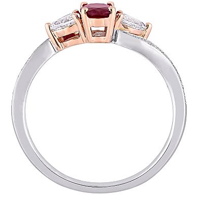 Stella Grace 14k Two Tone Gold Ruby, White Sapphire & Diamond Accent Ring