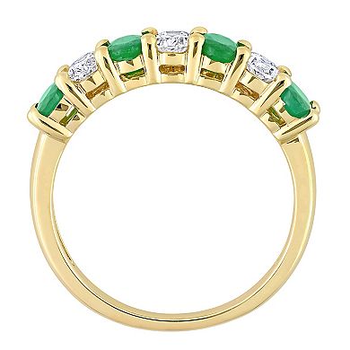 Stella Grace 14k Gold Emerald & 1/2 Carat T.W. Diamond Semi-Eternity Ring
