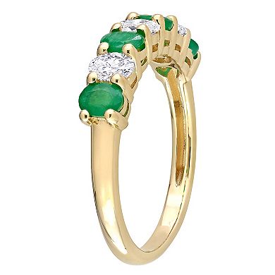 Stella Grace 14k Gold Emerald & 1/2 Carat T.W. Diamond Semi-Eternity Ring