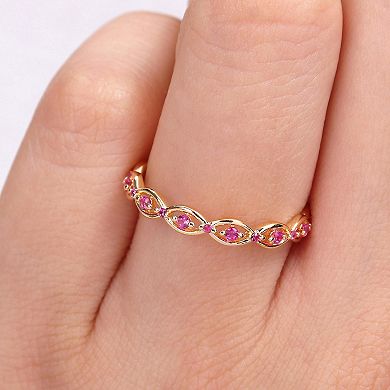 Stella Grace Gold Tone Sterling Silver Lab-Created Ruby Eternity Ring