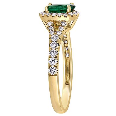 Stella Grace 14k Gold Emerald & 3/8 Carat T.W. Diamond Oval Halo Ring