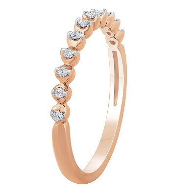 10k Rose Gold Diamond Accent Half Eternity Stack Ring