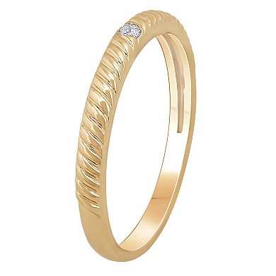 10k Gold Diamond Accent Textured Stackable Ring