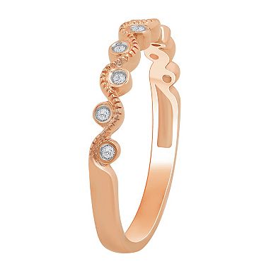 10k Rose Gold Diamond Accent Wave Loop Stackable Ring