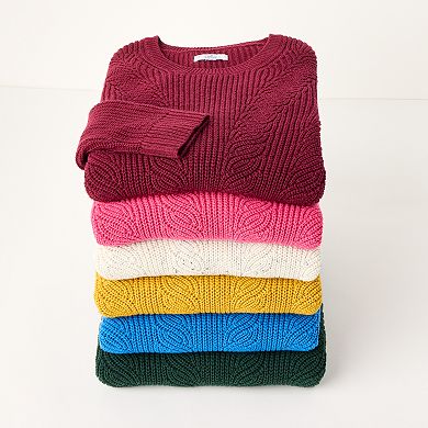 Petite Croft & Barrow® Crewneck Cable Sweater