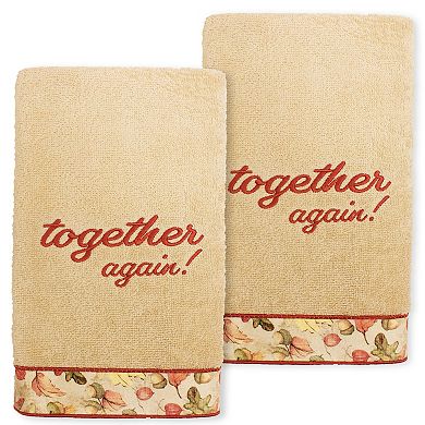 Linum Home Textiles Thanksgiving Together Again Embroidered Hand Towel