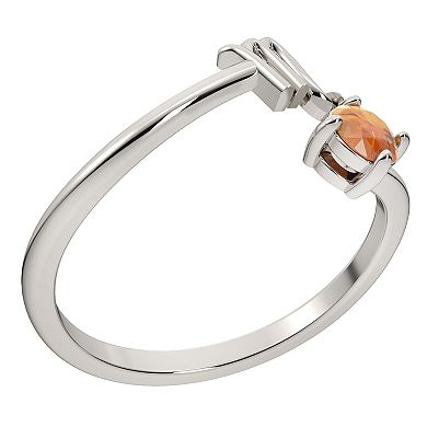 Sterling Silver Citrine Scorpio Zodiac Sign Bypass Ring