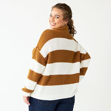 Juniors' Plus Size SO® Collared Varsity Henley Pullover