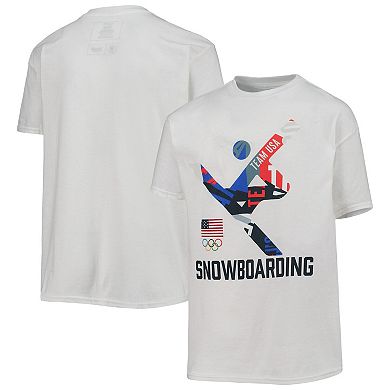 Youth White Team USA Snowboarding Scattered Swatch T-Shirt