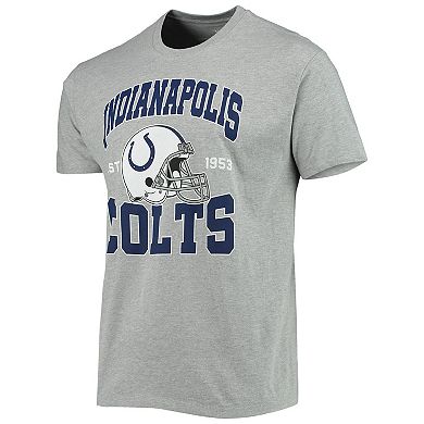 Men's Junk Food Heathered Gray Indianapolis Colts Helmet T-Shirt