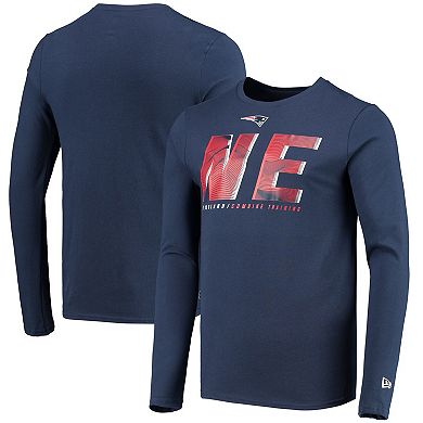 Men's New Era Navy New England Patriots Combine Authentic Static Abbreviation Long Sleeve T-Shirt