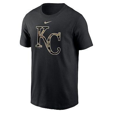 Men's Nike Black Kansas City Royals Team Camo Logo T-Shirt