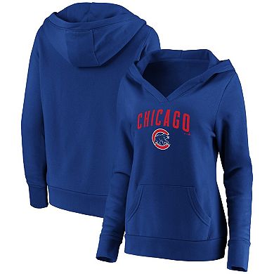 Women's Fanatics Branded Royal Chicago Cubs Core Team Lockup V-Neck Pullover Hoodie