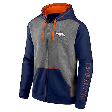 Men's Fanatics Branded Heathered Charcoal/Navy Denver Broncos Expansion Full-Zip Hoodie