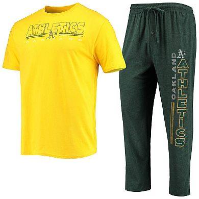 Men's Concepts Sport Green/Gold Oakland Athletics Meter T-Shirt and Pants Sleep Set