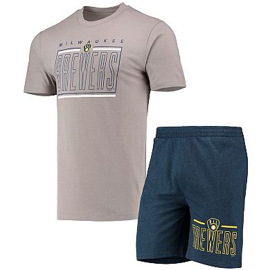 Men's Concepts Sport Navy/Gray Milwaukee Brewers Meter T-Shirt and Shorts Sleep Set