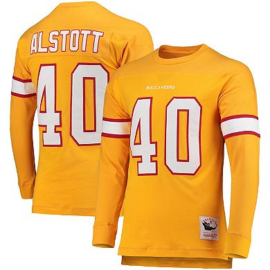 Men's Mitchell & Ness Mike Alstott Orange Tampa Bay Buccaneers 2002 Retired Player Name & Number Long Sleeve T-Shirt