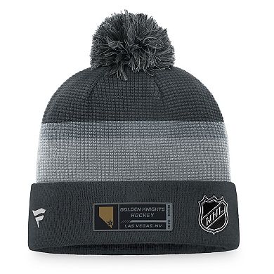 Men's Fanatics Branded Charcoal Vegas Golden Knights Authentic Pro Home Ice Cuffed Knit Hat with Pom