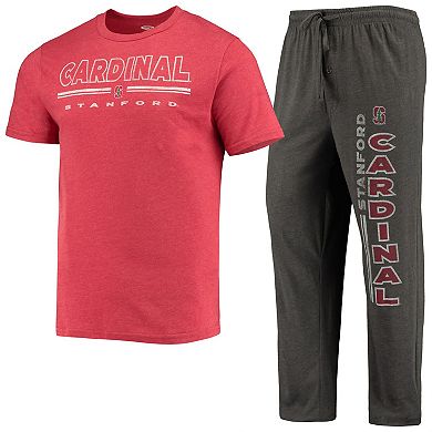 Men's Concepts Sport Heathered Charcoal/Cardinal Stanford Cardinal Meter T-Shirt & Pants Sleep Set