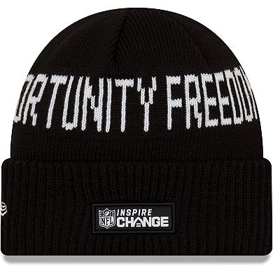 Youth New Era Black New England Patriots Social Justice Cuffed Knit Hat