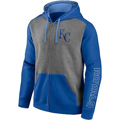 Men's Fanatics Branded Royal/Heathered Gray Kansas City Royals Expansion Team Full-Zip Hoodie