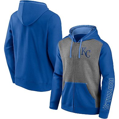 Men's Fanatics Branded Royal/Heathered Gray Kansas City Royals Expansion Team Full-Zip Hoodie