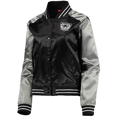 Women's Mitchell & Ness Black Las Vegas Raiders Team 2.0 Satin Raglan Full-Snap Jacket