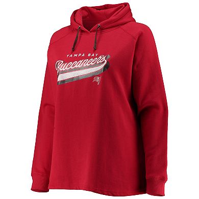 Women's Fanatics Branded Red Tampa Bay Buccaneers Plus Size First Contact Raglan Pullover Hoodie