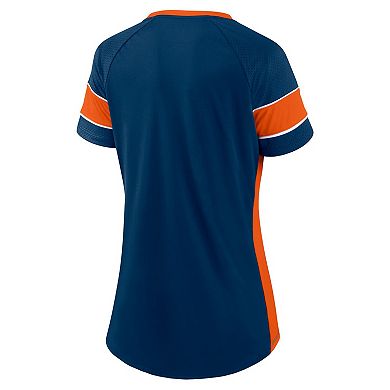 Women's Fanatics Branded Navy/Orange Chicago Bears Team Draft Me Lace-Up Raglan T-Shirt