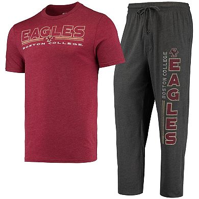 Men's Concepts Sport Heathered Charcoal/Maroon Boston College Eagles Meter T-Shirt & Pants Sleep Set