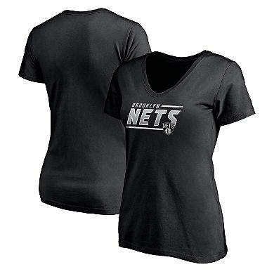 Women's Fanatics Branded Black Brooklyn Nets Mascot In Bounds V-Neck T-Shirt